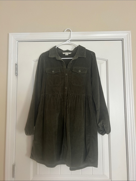 American Eagle Outfitters Dresses & Skirts - American Eagle Outfitters Olive Green Corduroy Button Front Dress